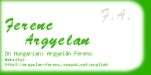 ferenc argyelan business card