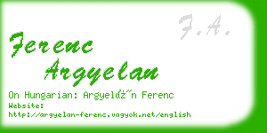 ferenc argyelan business card